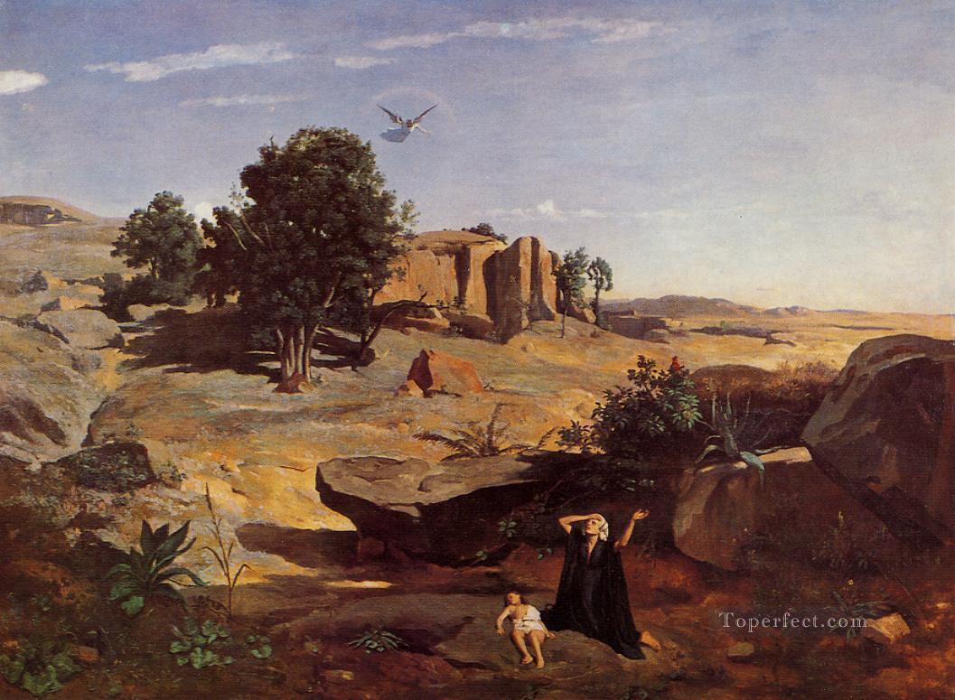 Hagar in the Wilderness plein air Romanticism Jean Baptiste Camille Corot Oil Paintings